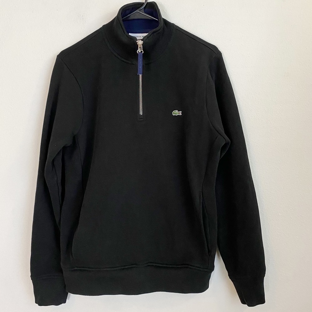 Lacoste 1/4 Zip Black Pullover size M
